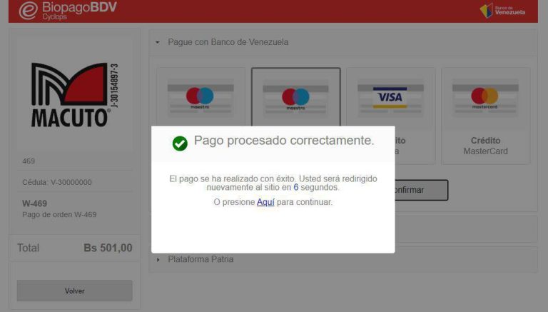 Biopago and Debit Cards from Banco de Venezuela for Prestashop